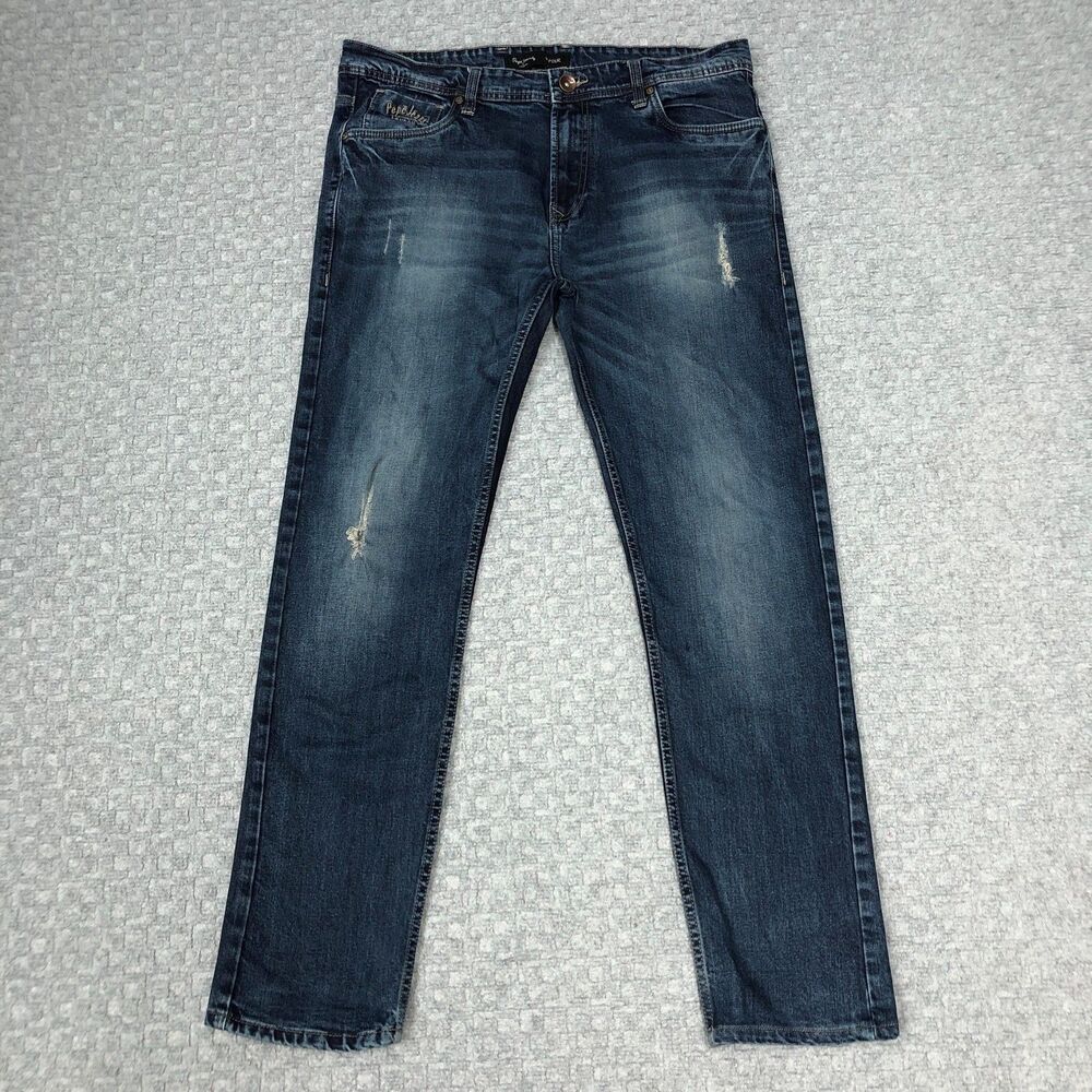 Pepe Jeans Vapour Jeans Mens 30x34 Blue Denim Slim Fit Distressed Everyday Norm